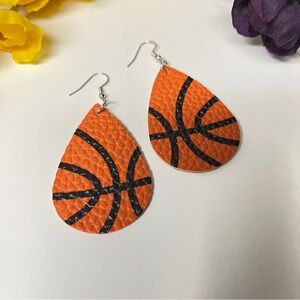 Earrings Basketball pattern, faux leather 2 1/4” NIP. Front&back same, NIP